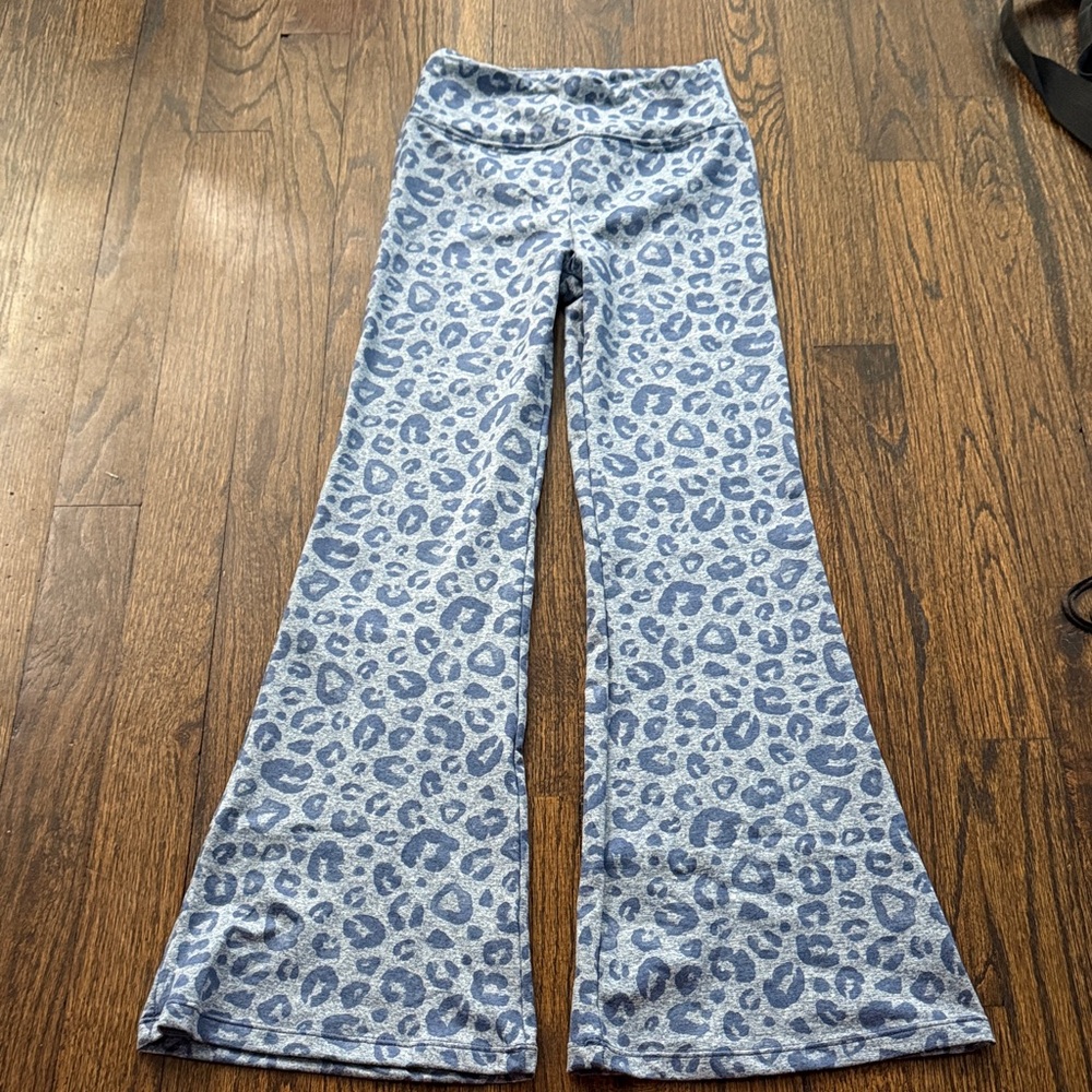 Blue Leopard Print Girls Leggings